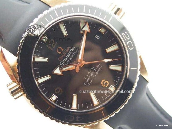0522 Planet Ocean Professional Rose Gold Liquid Metal V6F 42mm On Black Rubber Strap A Vibrant 8266
